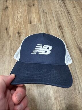 New Balance Navy and White Mesh Trucker Hat